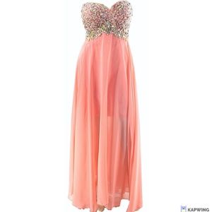 Stunning Coral Strapless Dress